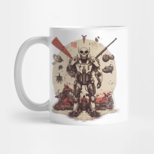 Comic-Style: AI Cyborg Robot Skull and the Apocalypse Mug